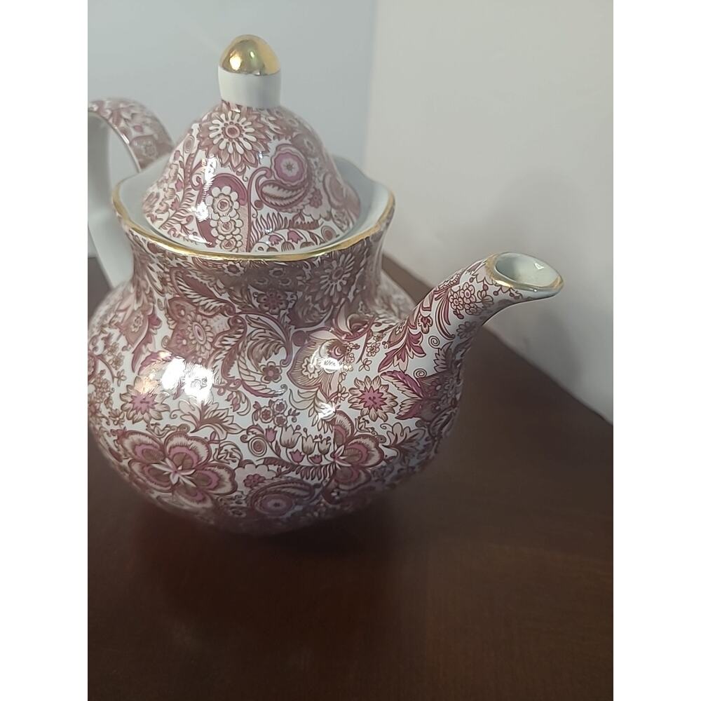 Antique Chintz Reflections Vintage Godinger Floral Porcelain Teapot DIY Decor - Picture 5 of 16